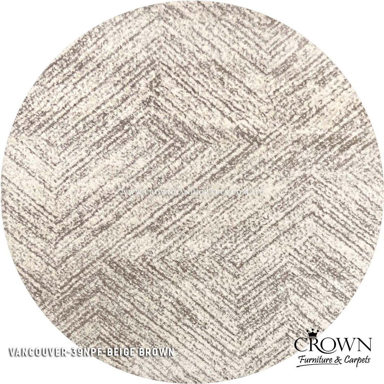 Abstract Round Rug Modern Design Carpet High Quality | Vancouver 39NPF-BEIGE BROWN