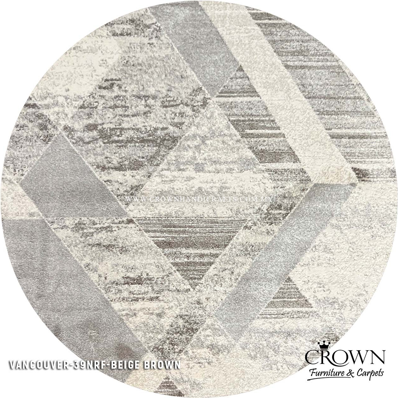 Abstract Modern Round Rugs for Living Room Bedroom Rugs | Vancouver 39NRF-BEIGE BROWN