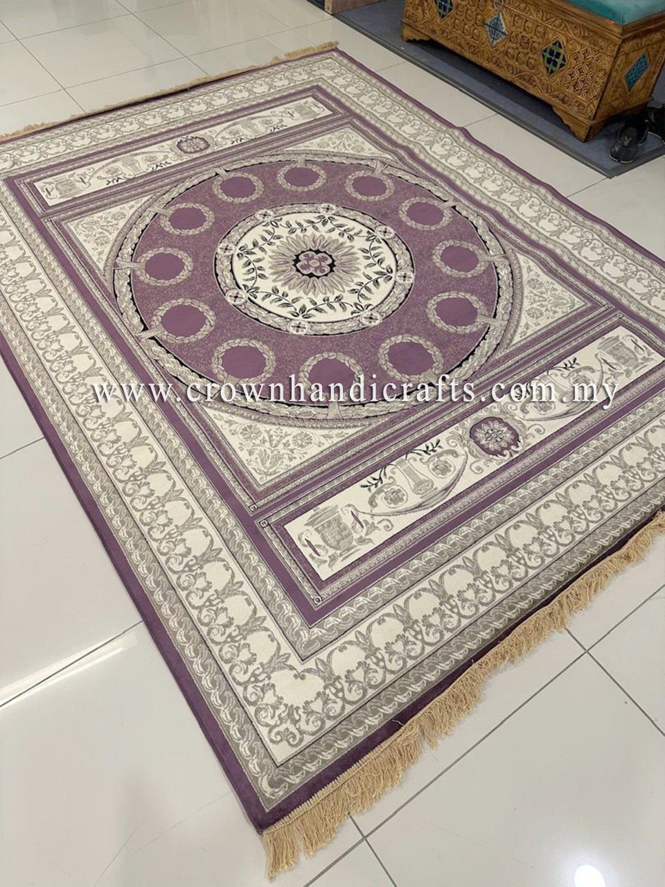 Persian Silk Carpet Iran Design - Silk Man Made Carpet | Zrabi 438 PURPLE (200X275cm)