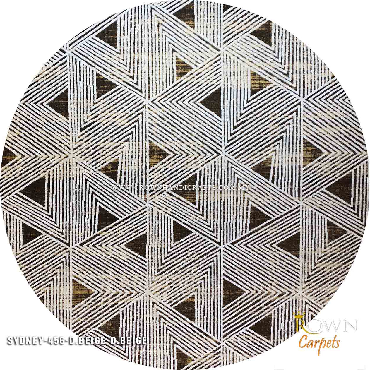 Abstract Rug Modern Design Carpet High Quality | Sydney 00456A Round Dark Beige