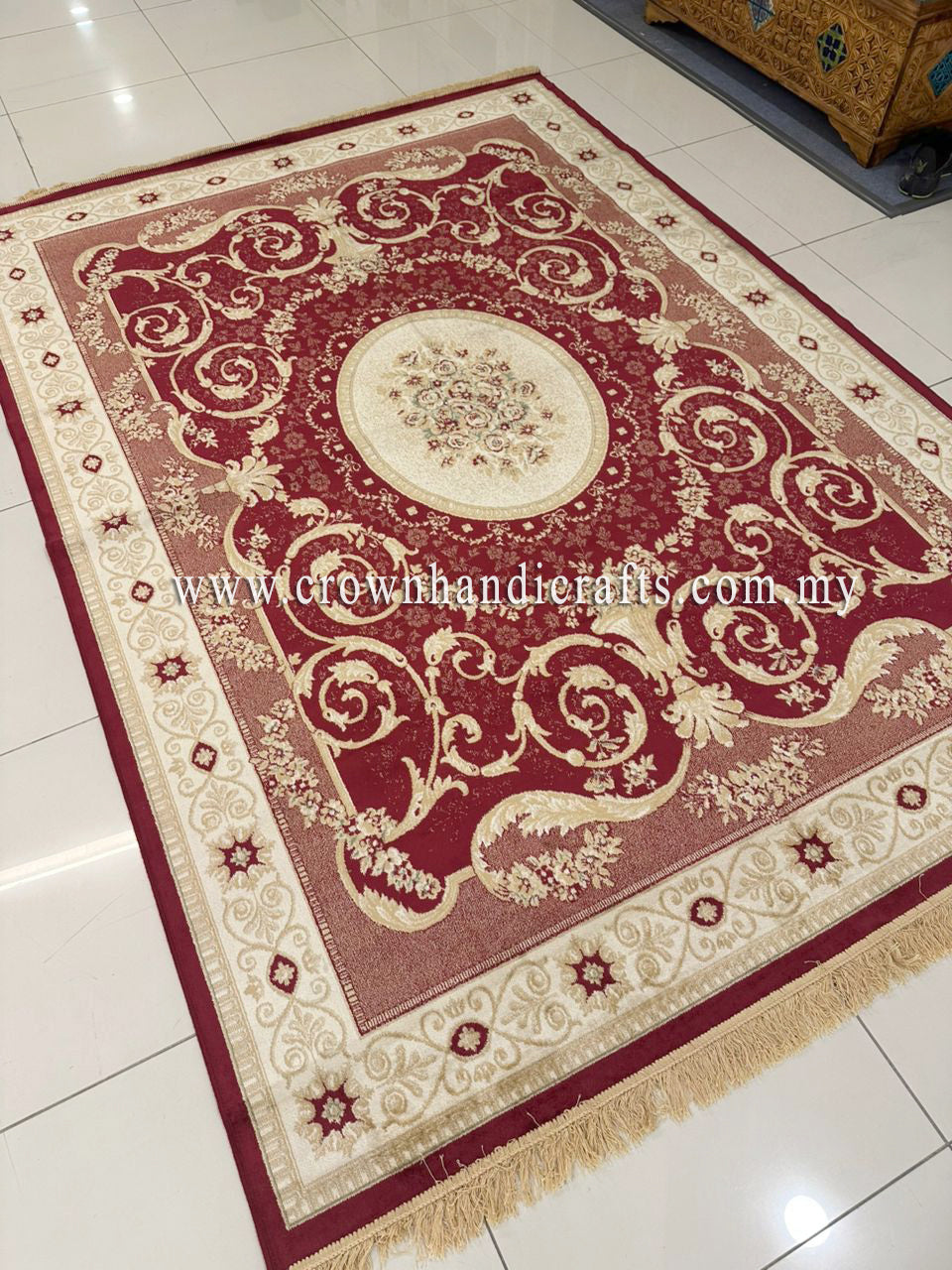 Persian Silk Carpet Iran Design - Silk Man Made Carpet | Zrabi 463 RED (200X275cm)