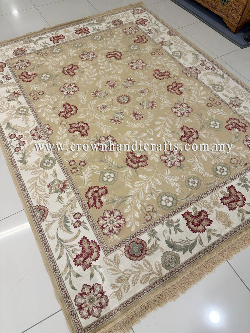 Persian Silk Carpet Iran Design - Silk Man Made Carpet | Zrabi 630 GOLD (200X275cm)
