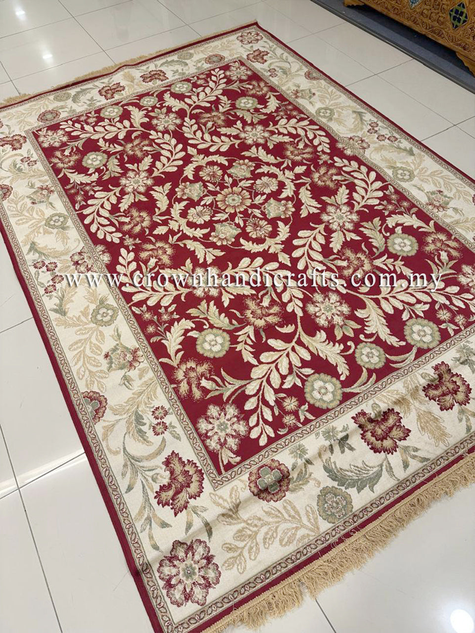 Persian Silk Carpet Iran Design - Silk Man Made Carpet | Zrabi 630 RED (200X275cm)