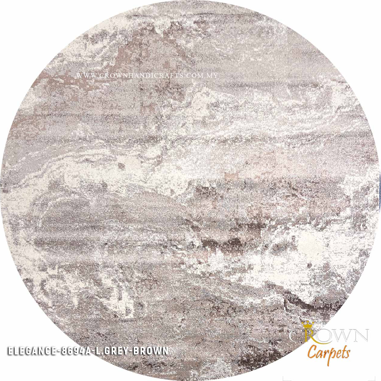 Transform Your Space: Sleek Modern Carpets & Rugs for Timeless Elegance | Elegance 8694A Round L.Grey Brown