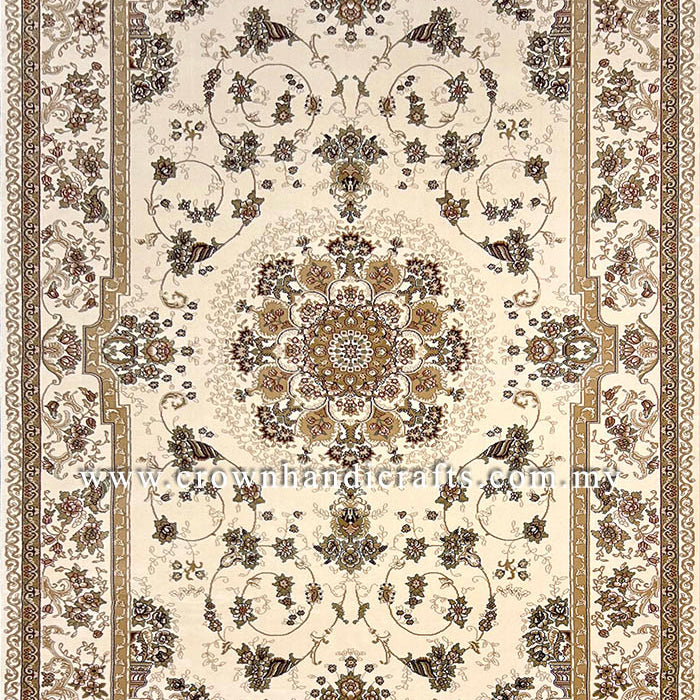 Silk Feel Carpet Persian Design Turkish Rug for Living Room Bedroom Carpet | Regency 008811 Ivory