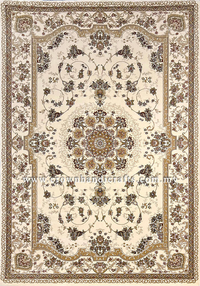 Silk Feel Carpet Persian Design Turkish Rug for Living Room Bedroom Carpet | Regency 008811 Ivory
