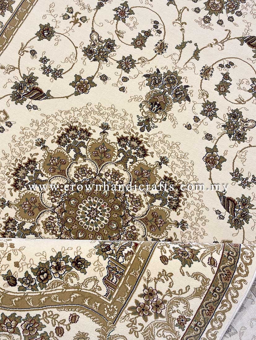 Silk Feel Carpet Persian Design Turkish Rug for Living Room Bedroom Carpet | Regency 008811 Ivory