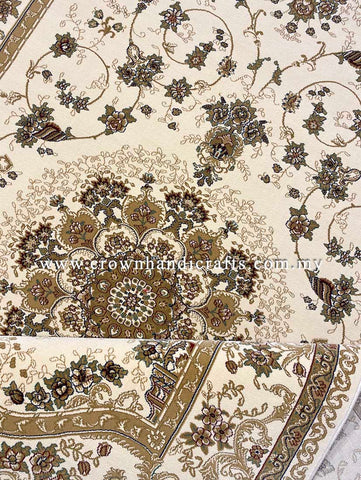 Silk Feel Carpet Persian Design Turkish Rug for Living Room Bedroom Carpet | Regency 008811 Ivory