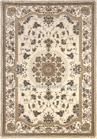 Silk Feel Carpet Persian Design Turkish Rug for Living Room Bedroom Carpet | Regency 008811 Ivory