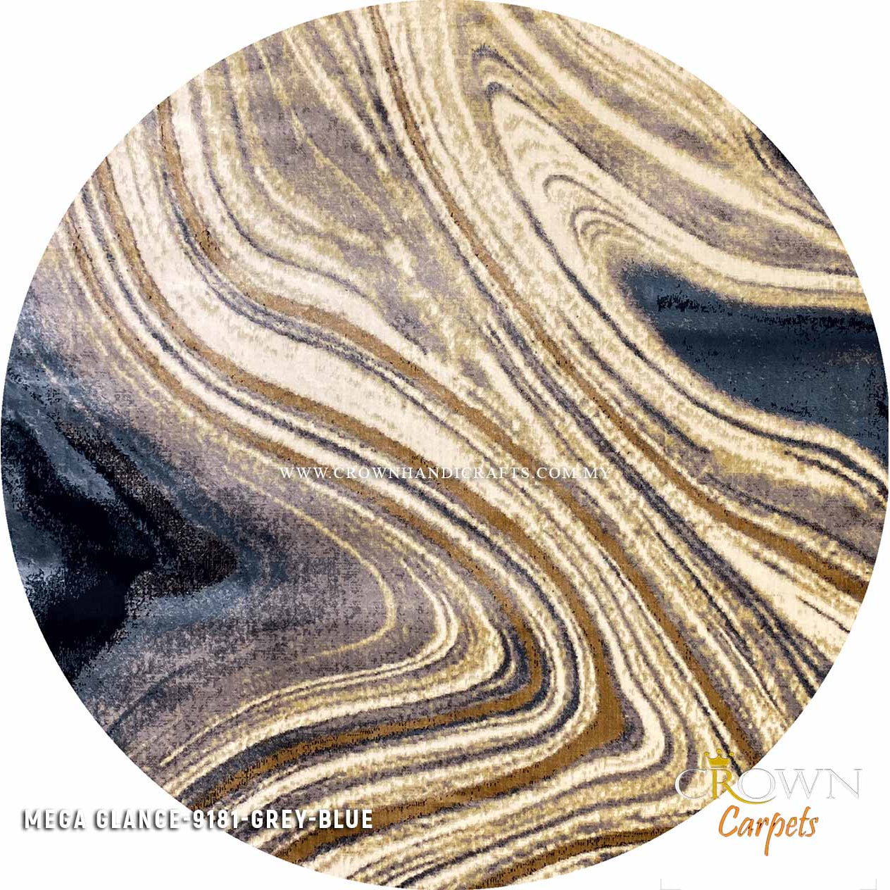 Exclusive Range Carpet Modern Design Interior | Mega Glance 9181 Round Grey Blue