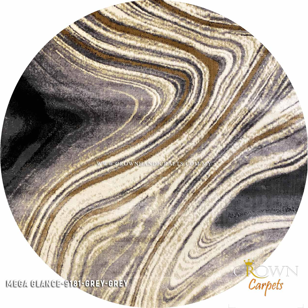 Exclusive Range Carpet Modern Design Interior | Mega Glance 9181 Round Grey