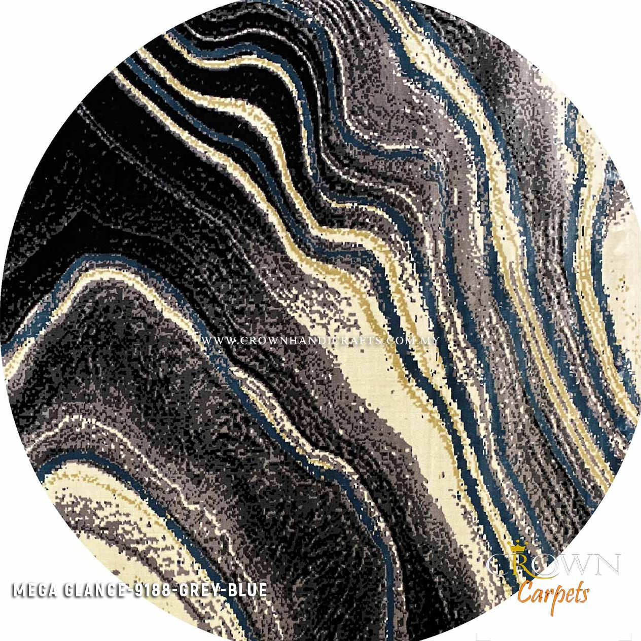Ideal Living Room Rugs Carpets Modern Design Interior | Mega Glance 9188 Round Grey Blue