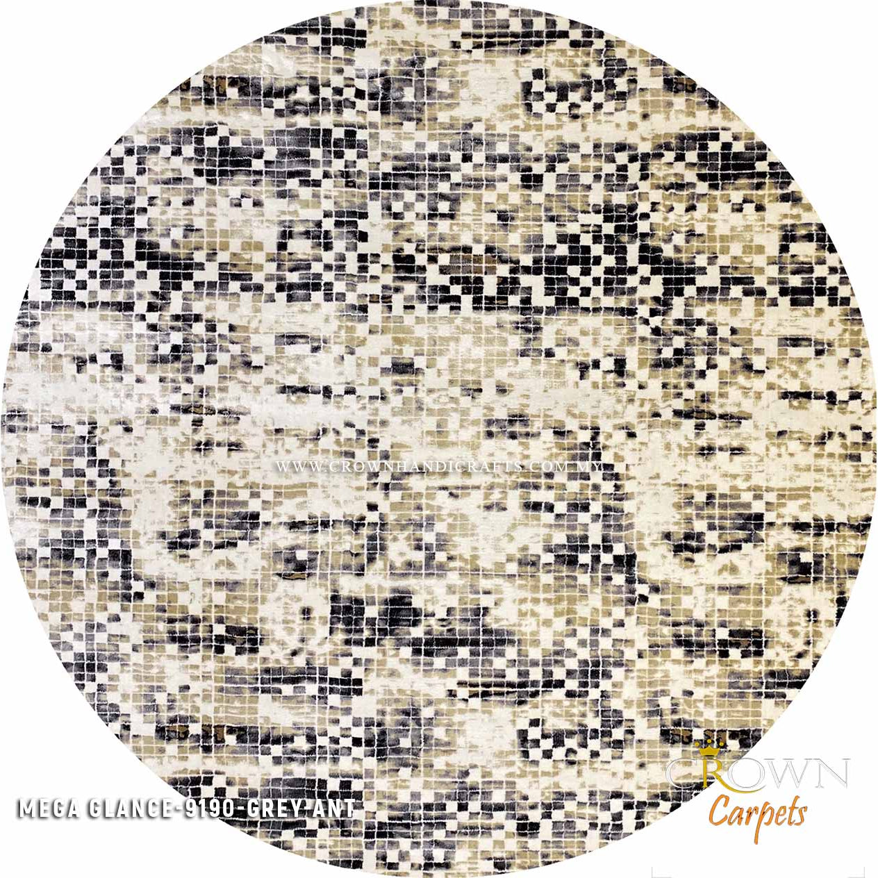 Designer Rug to match Designer Interior Sofa | Mega Glance 9190 Round Grey