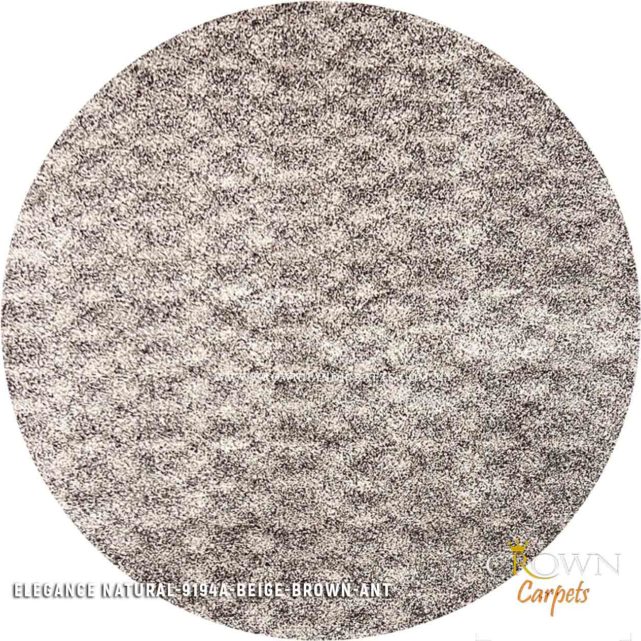 Smooth Round Fine Rug for Living Room Modern Design Carpet | Elegance Natural Round 9194A BEIGE-BROWN-ANT