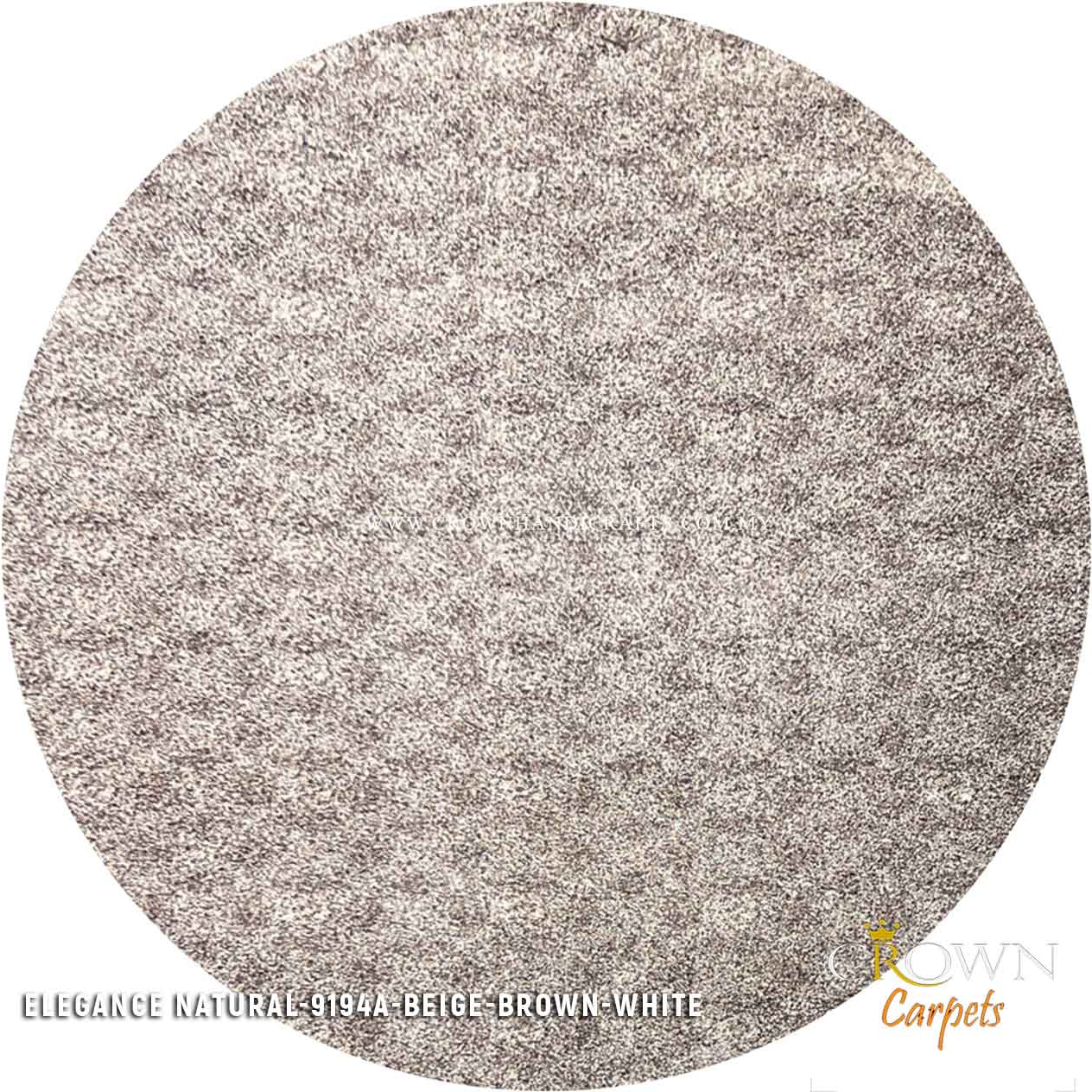 High Quality Thick Pile Modern Round Rugs Designer Carpet | Elegance Natural Round 9194A BEIGE-BROWN-WHITE