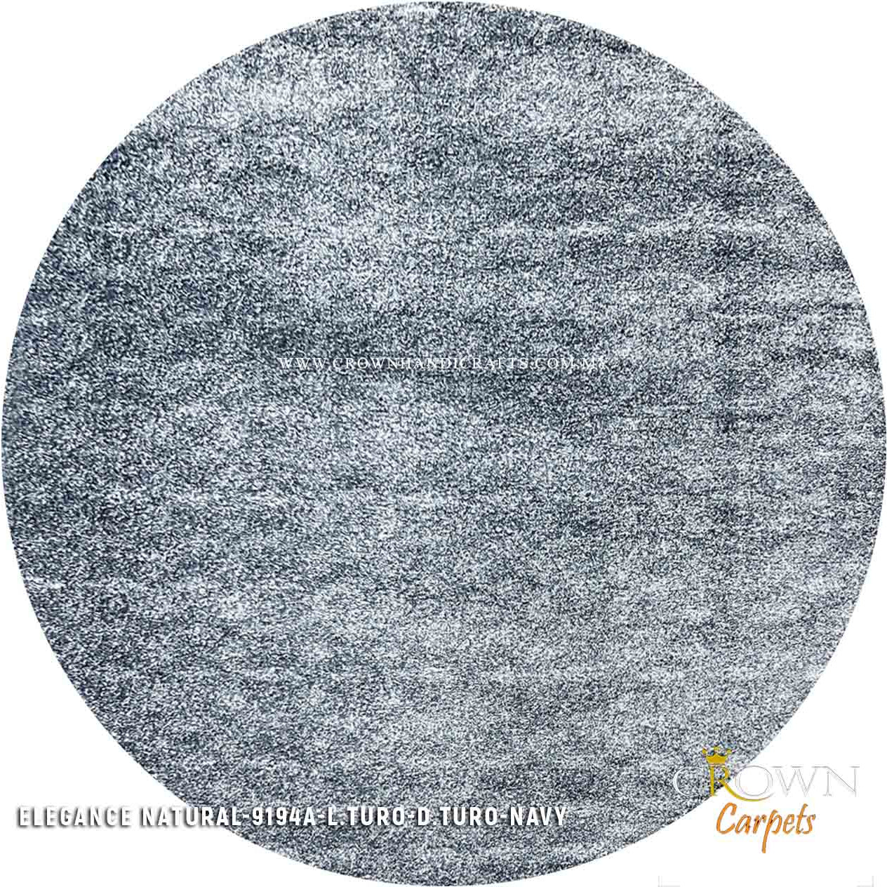 Amazing Smooth Feel Luxury Round Rugs Modern Design | Elegance Natural Round 9194A L.TURO-D.TURO-NAVY