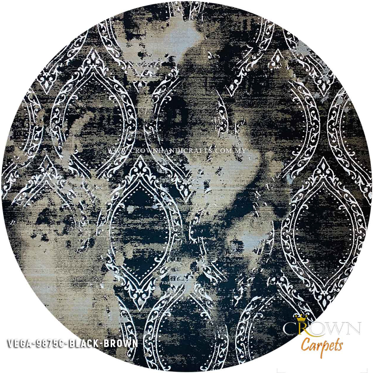 Contemporary Carpet Modern Design Rug Turkey Carpets for Living Room Bedroom | Vega 9875C Black-Brown
