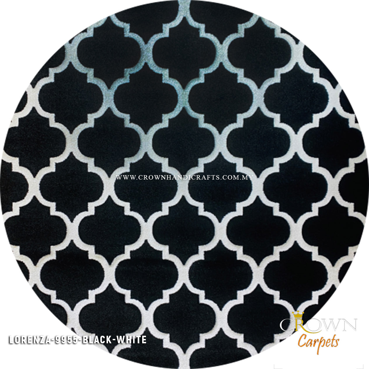 Impressive Design Round Modern Rugs for Living Room | Lorenza 9955 Black-White