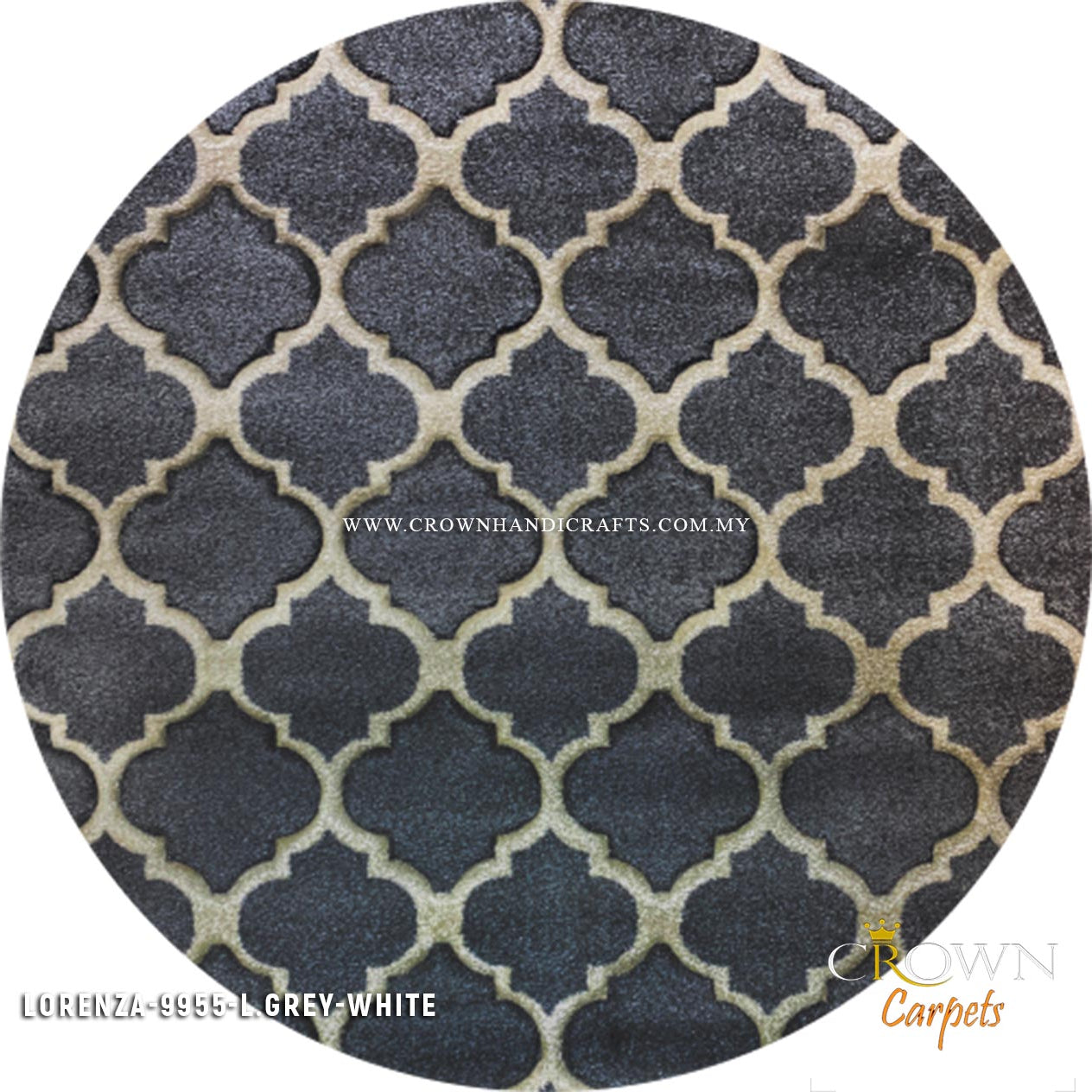 Turkish Round Rugs High Quality Urban Style Modern Design Carpet | Lorenza 9955 L.Grey White