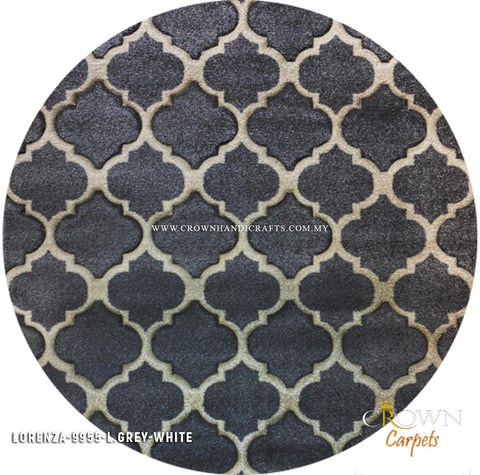 Turkish Round Rugs High Quality Urban Style Modern Design Carpet | Lorenza 9955 L.Grey White