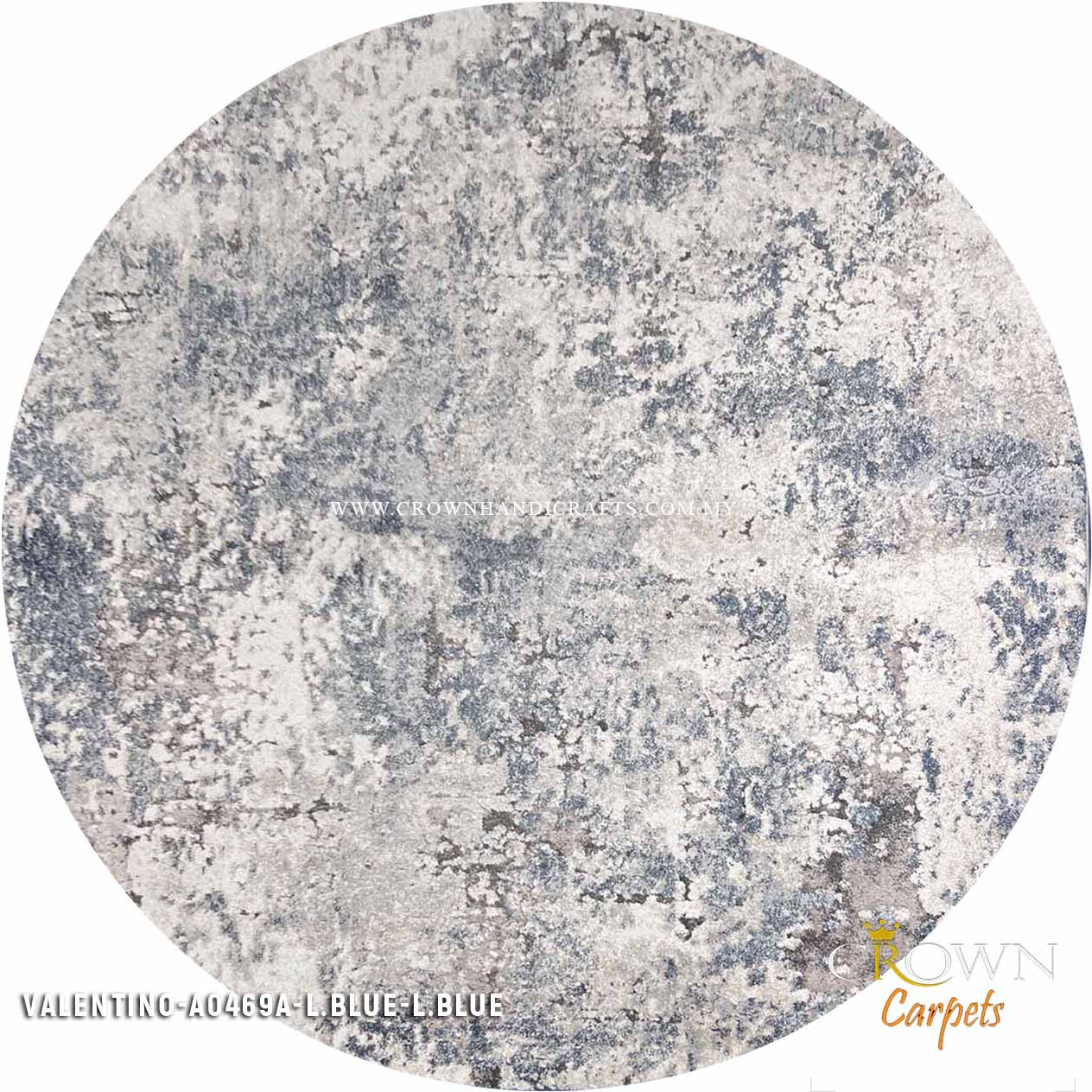 High Quality Thick Pile Modern Round Rugs Designer Carpet | Valentino A0469A L.Blue-L.Blue