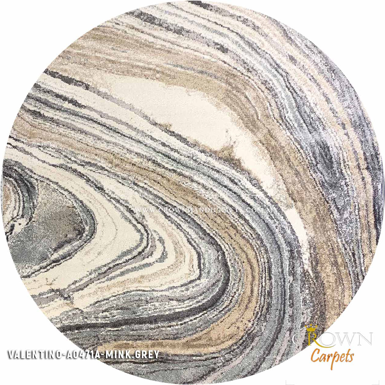 High-End Designer Round Carpets Modern Minimalist Abstract Rugs Shop | Valentino A0471A Mink Grey