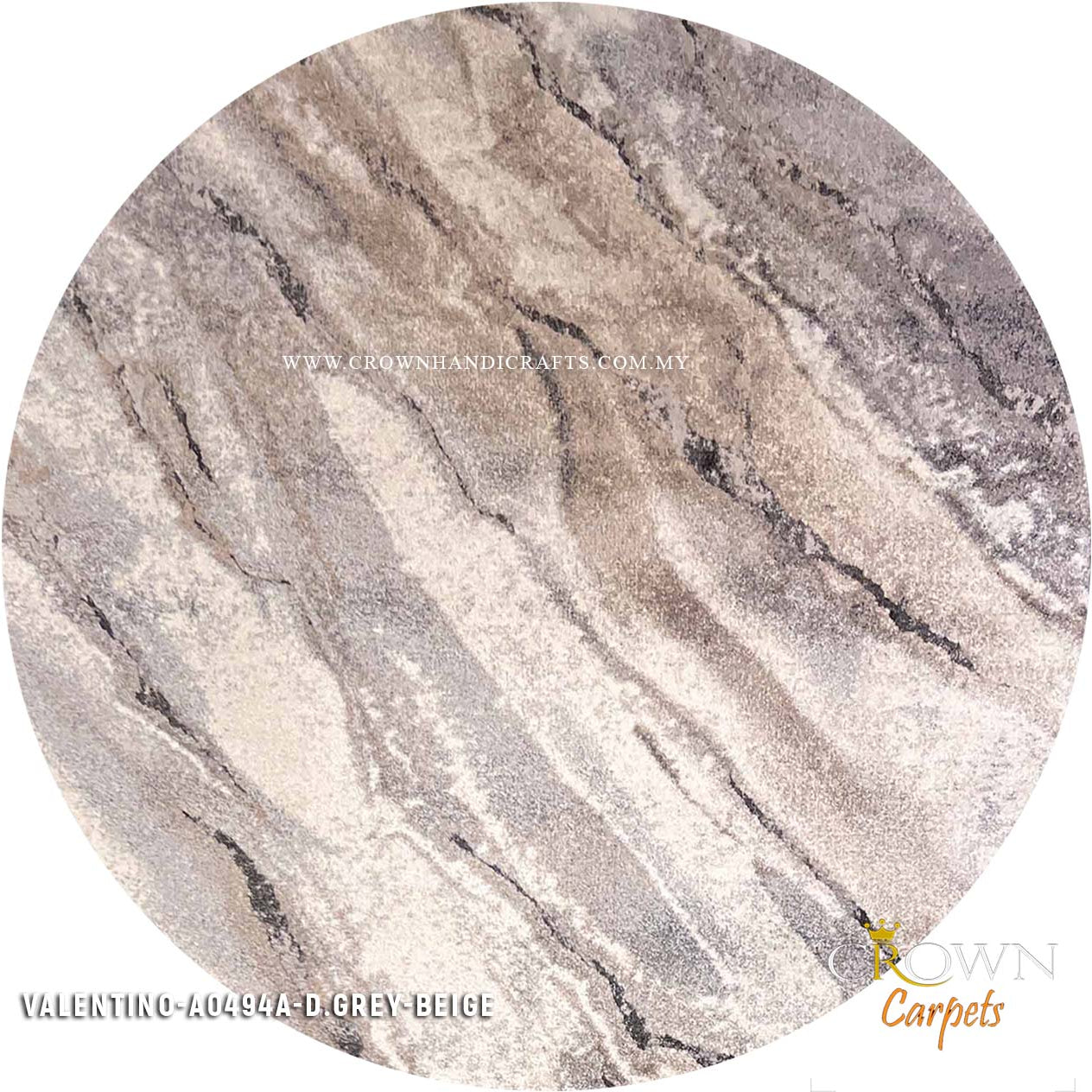Vibrant Design Modern Round Rugs match your Interior Style | Valentino A0494A D.Grey-Beige