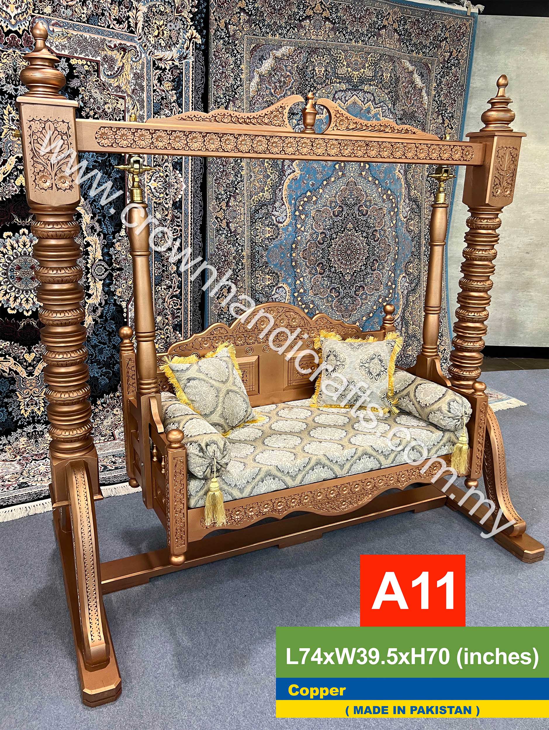Royal Maharaja Swing: Opulent 2-Seater in Rosewood Where Tradition Meets Modern Opulence for Elite Home Spaces - A11 Copper