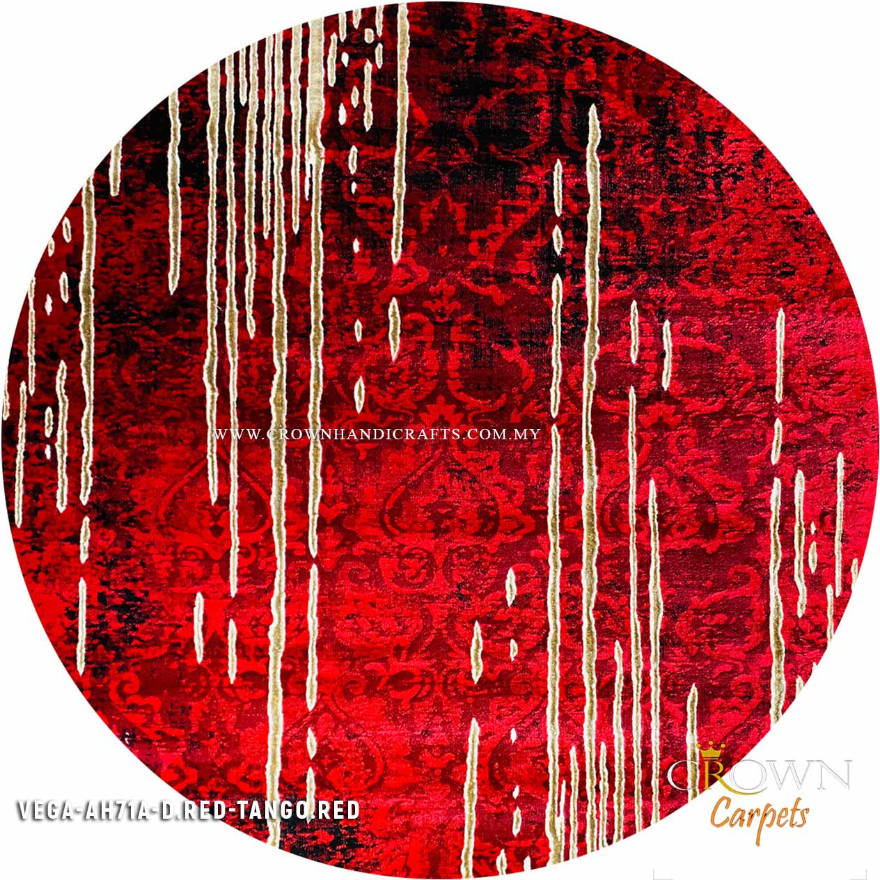 Distressed Rug Design Modern Round Carpet to match Modern Interior | Vega AH71A D.Red-Tango Red
