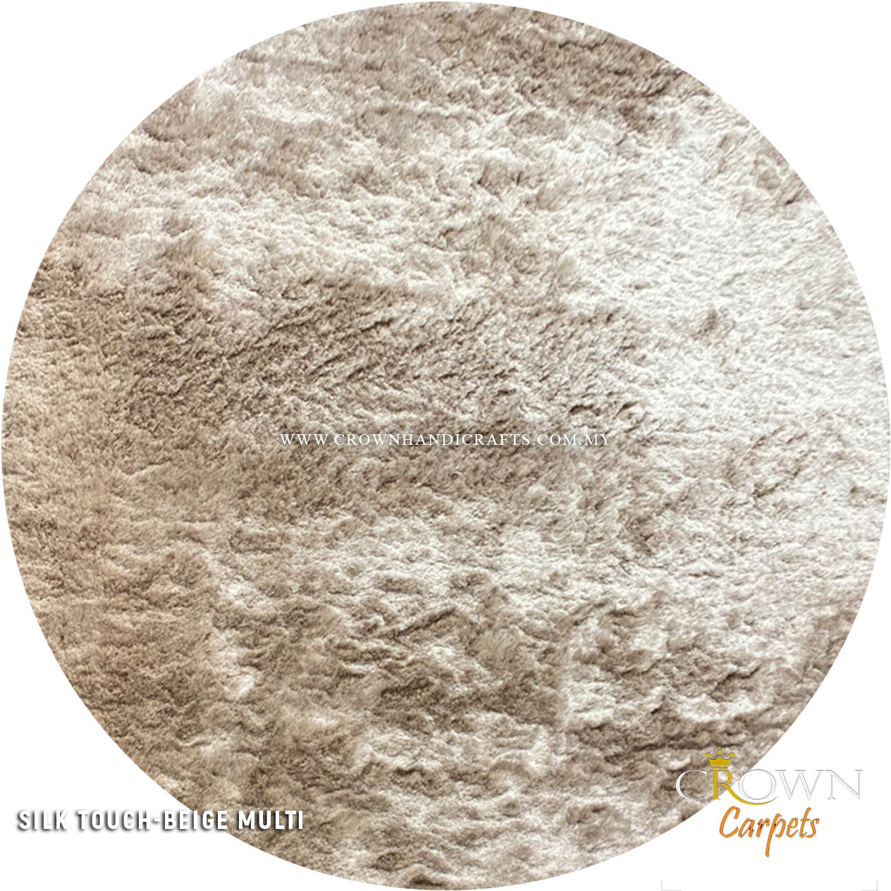 Soft Comfy Round Modern Carpet Shaggy Rugs Long Pile | Silk Touch Shaggy Beige Multi