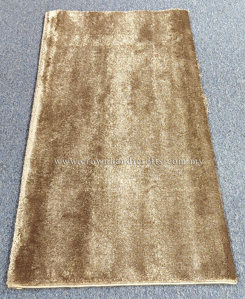 Natural brown runner rug with dense textured surface and neat serged border