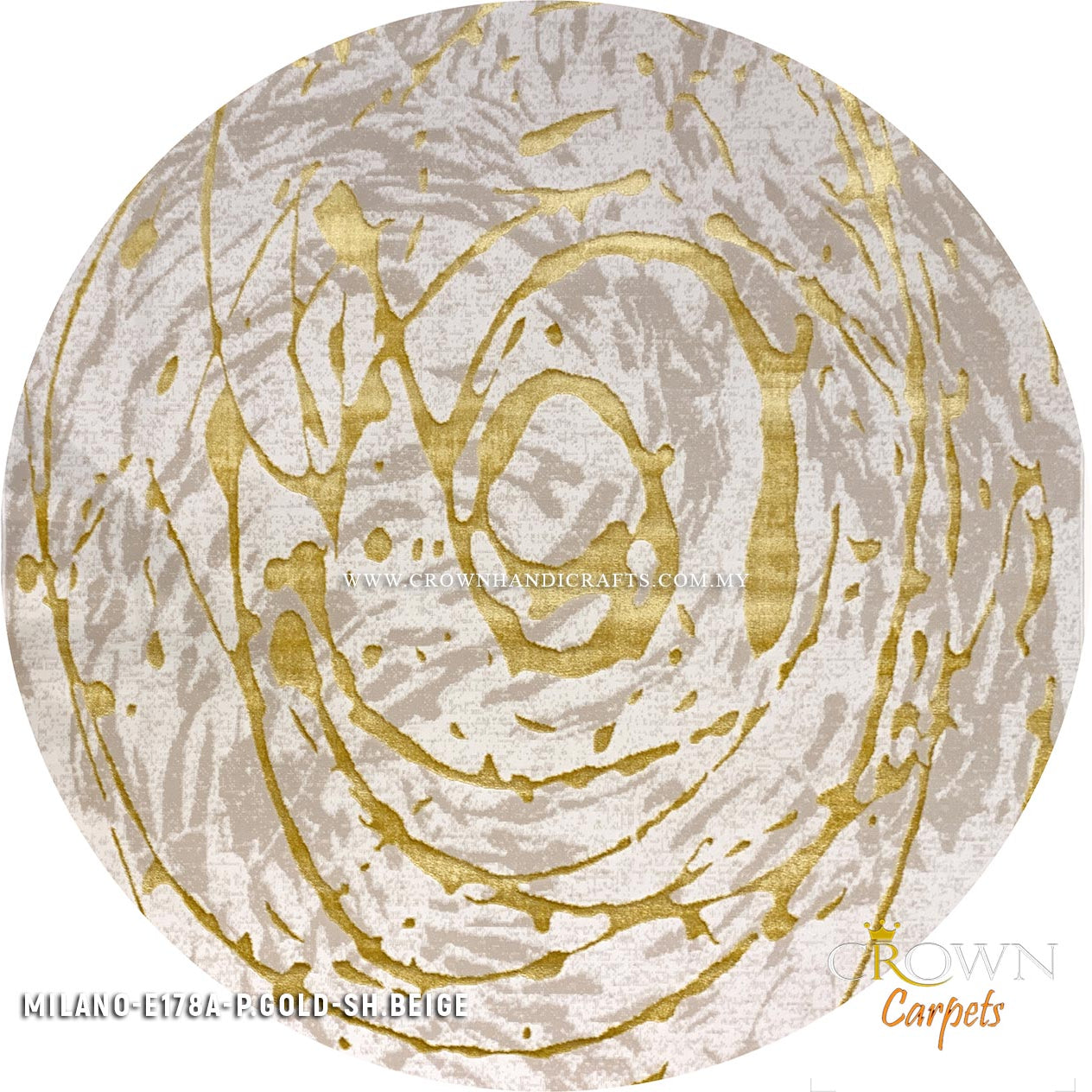 Featured Modern Round Design Carpets Rugs for your Home | Milano E178A-P.Gold Sh.Beige