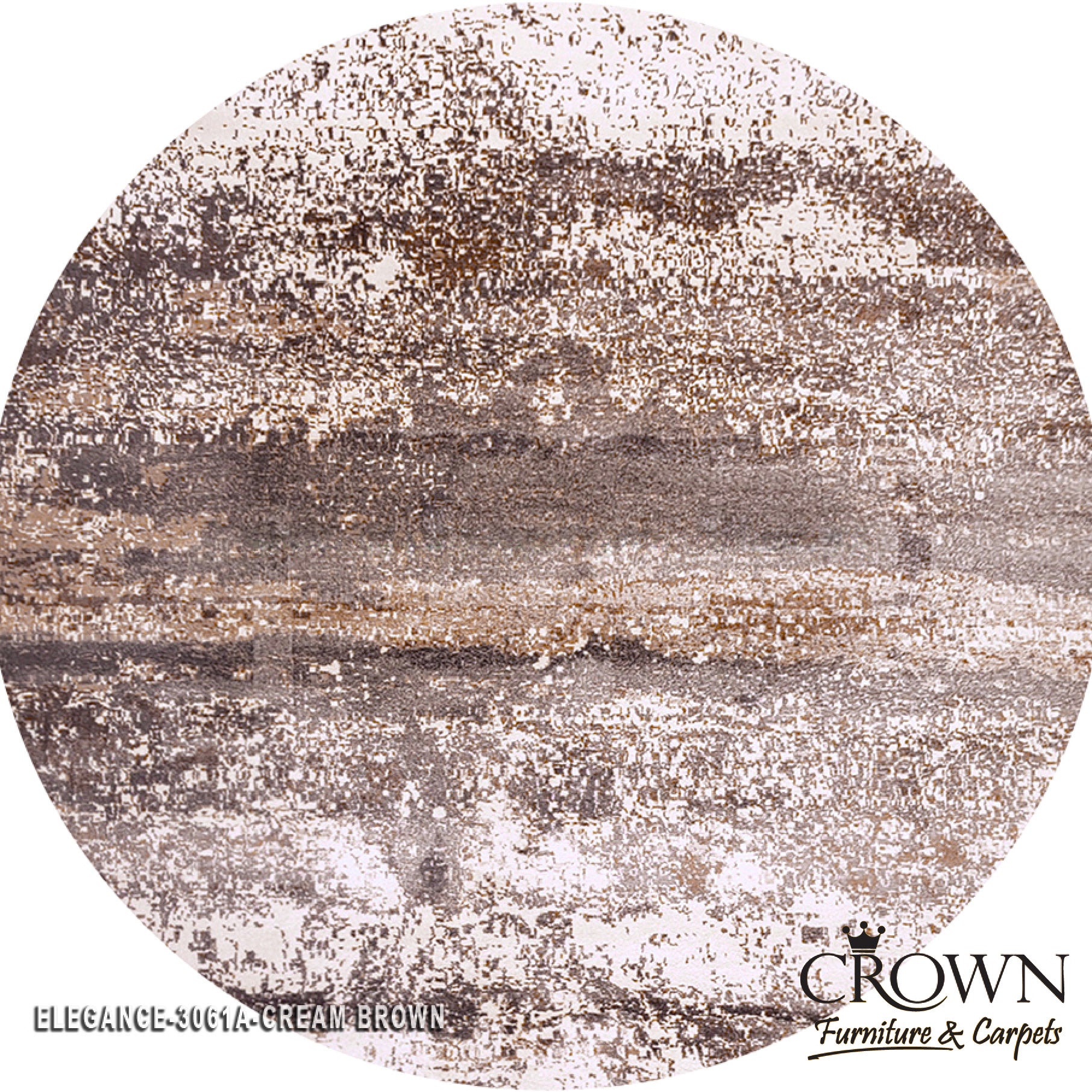 Elegance Modern Carpet – High Quality Minimalist Turkish Rug for Modern Interiors | Elegance 3061A Round Cream Brown