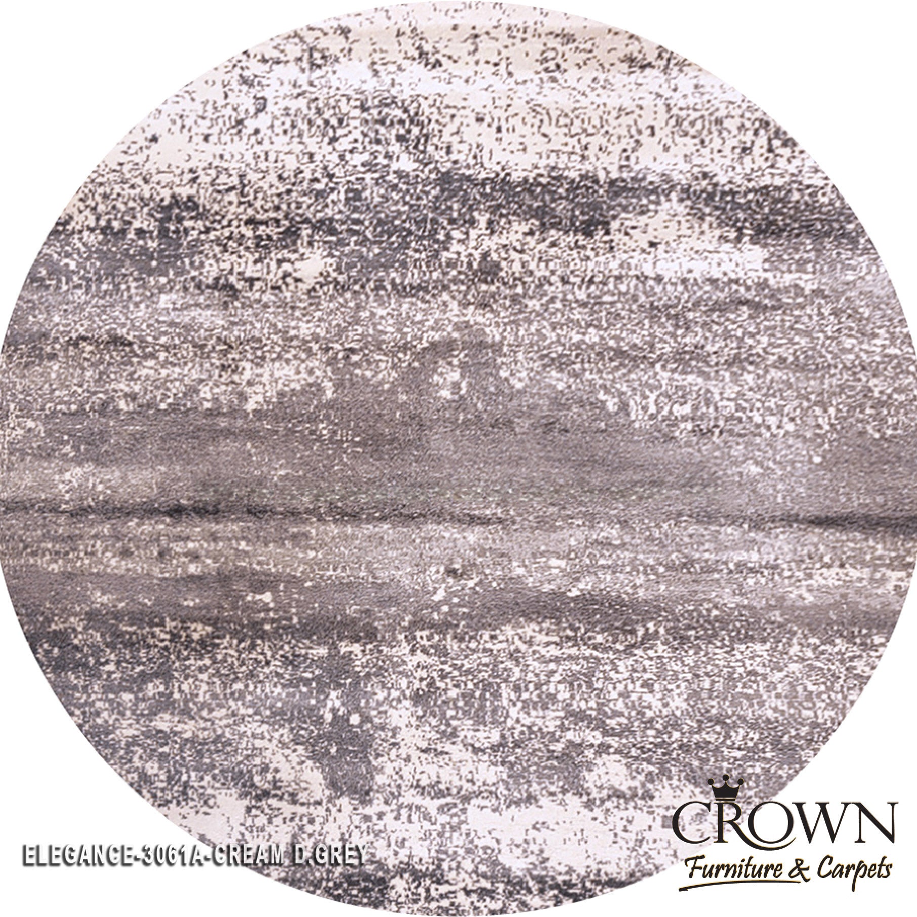 Elegance Modern Carpet – Abstract Contemporary Rug for Stylish Living Rooms & Bedrooms | Elegance 3061A Round Cream D.Grey