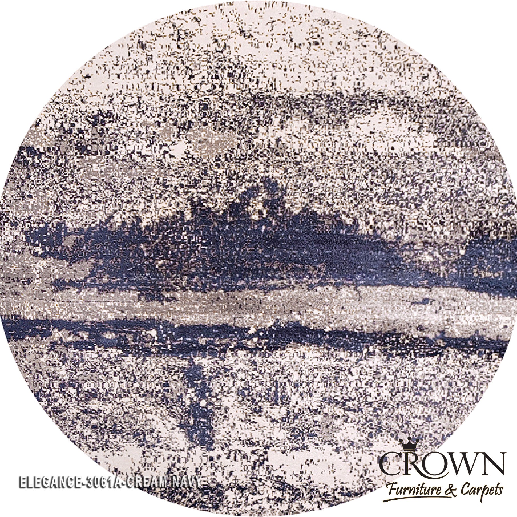 Elegance Modern Carpet – Premium Designer Rug with Contemporary Urban Style | Elegance 3061A Round Cream Navy