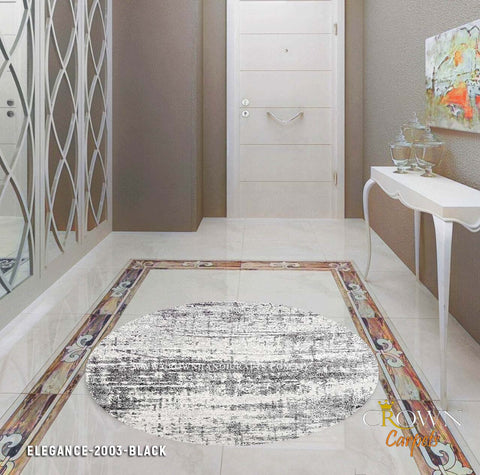 Transform Your Living Room with Bestselling Modern Design Rugs | ELEGANCE 2003 Round Black