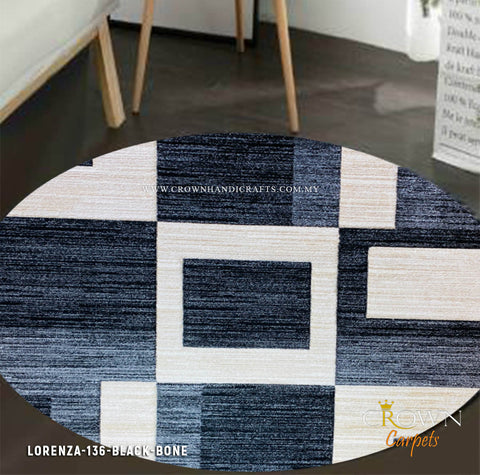 Abstract Designs Are What You Find in Modern Round Rugs by Crown | Lorenza 136 Black Bone