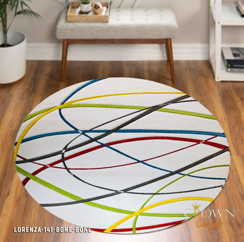 I Love Minimalist I Inspire Calmness Round Rugs by Crown | Lorenza 141 Bone Bone
