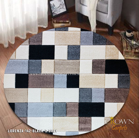 Create Wow Impression to your Living Room by Modern Round Rugs Carpets | Lorenza 142 Black D.Grey