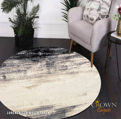 Design Your Style Your Way Rock Hard with Stunning Modern Abstract Round Rugs | Lorenza 275 White Black