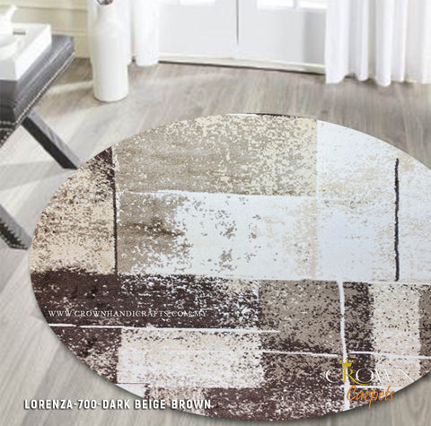 Add Vibes to Your Space Add Nordic Round Rugs Scandinavian Style to Your Home Interior | Lorenza 700 Dark Beige Brown