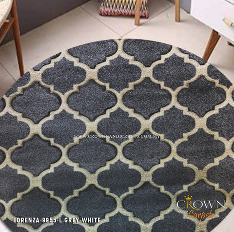 Turkish Round Rugs High Quality Urban Style Modern Design Carpet | Lorenza 9955 L.Grey White