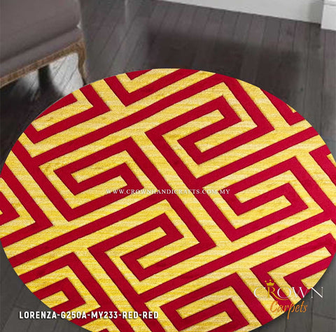 Create Wow Impression to your Living Room by Modern Round Rugs Carpets | Lorenza G250A-MY233 Red Red