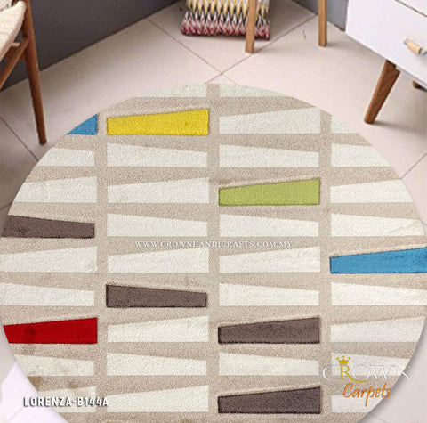 Feel Premium to Walk on Modern Round Rugs Thick and Soft Touch | Lorenza B144A Light Beige