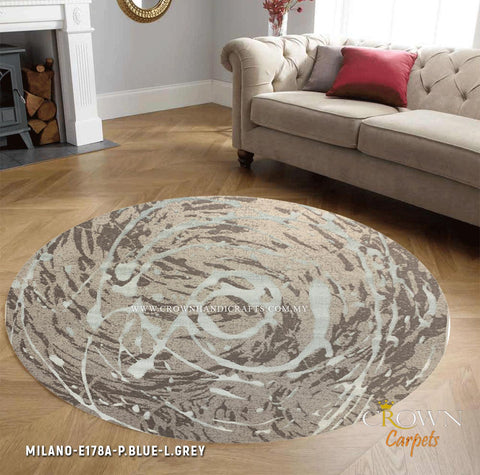 High-End Designer Round Carpets Modern Minimalist Abstract Rugs Shop | Milano E178A-P.Blue L.Grey