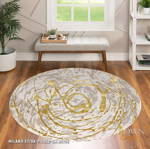 Featured Modern Round Design Carpets Rugs for your Home | Milano E178A-P.Gold Sh.Beige