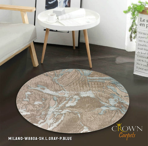 High Quality Soft and Durable Round Modern Designer Carpet | Milano W880A-SH.L.Gray P.Blue