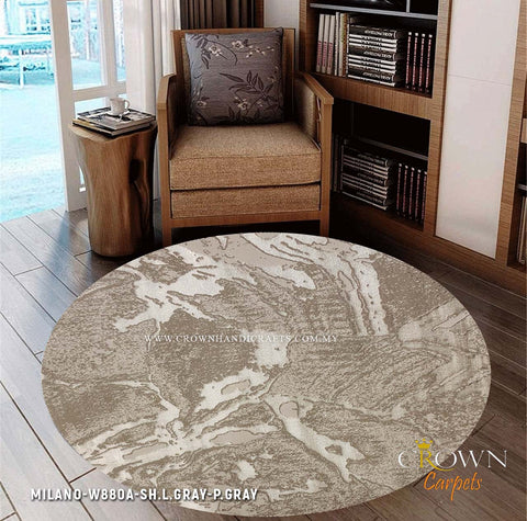 Bestseller Modern Round Design Rug to Style your Living Room | Milano W880A-SH.L.Gray P.Gray
