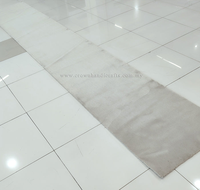 Light oatmeal beige extra-long runner rug, straight border and soft pile