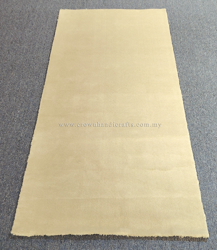 Oatmeal-beige runner rug with straight edges and plush, short pile texture